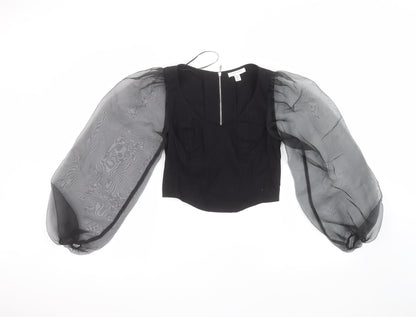Womens UK Size 8 Topshop Black Basic T-Shirt