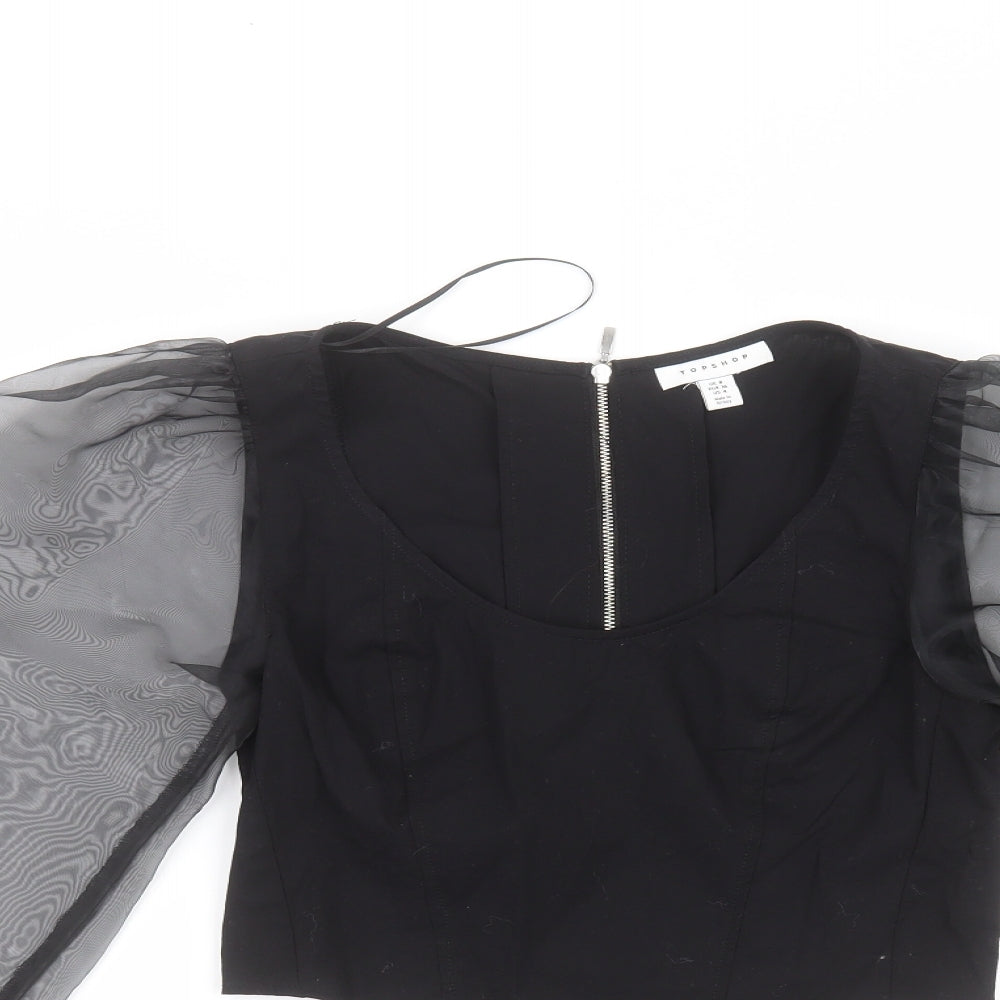Womens UK Size 8 Topshop Black Basic T-Shirt