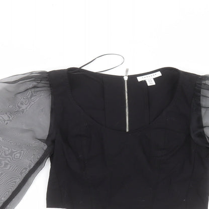 Womens UK Size 8 Topshop Black Basic T-Shirt
