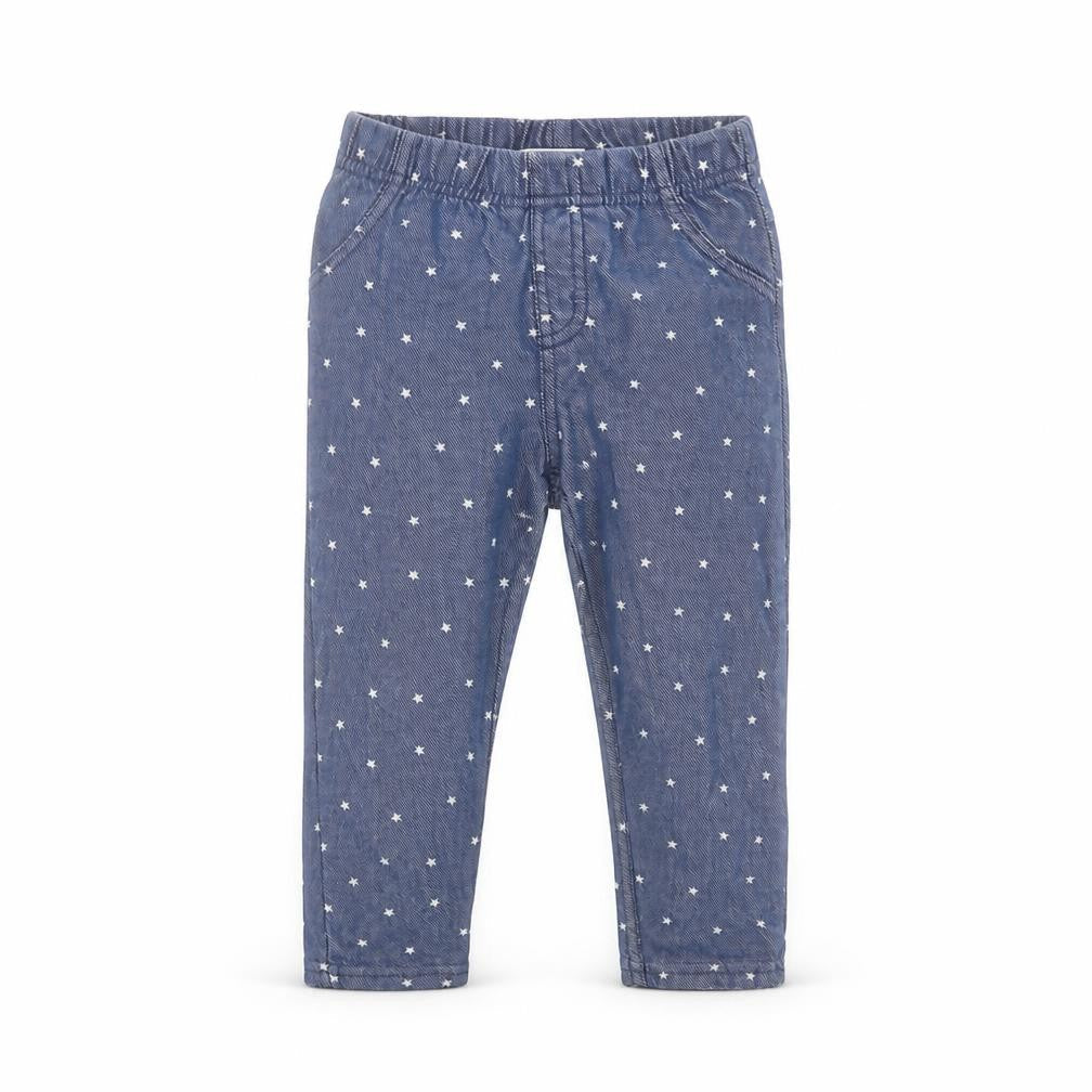 Front view of Mini Club Baby Blue Polka Dot sweatpants, size 12-18, Months