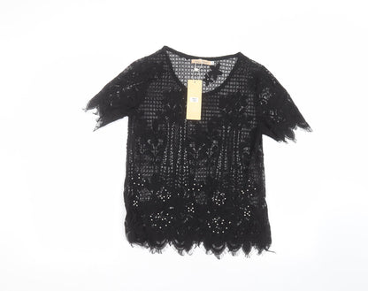 Additional front view of Melya Melody women’s black basic t-shirt, size M