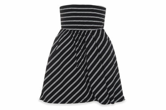 Front view of ESMARA women’s black striped a-line, size L
