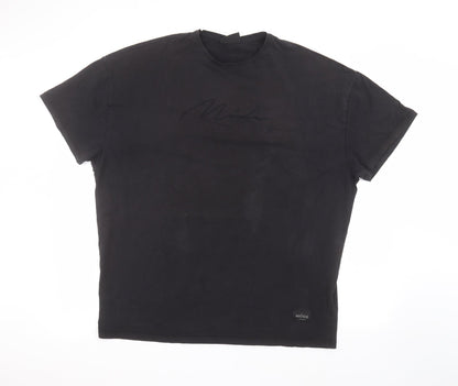 Front view of Mode men’s black t-shirt, size L