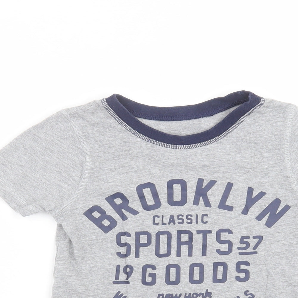 Close-up detail of George boys’ grey basic t-shirt, size 3-4, years