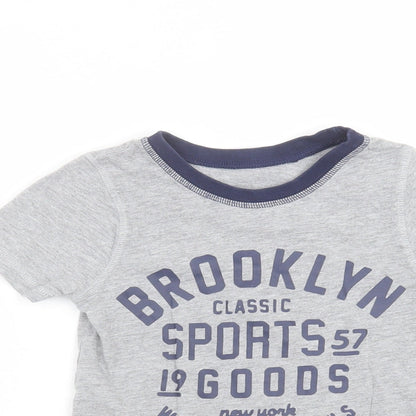 Close-up detail of George boys’ grey basic t-shirt, size 3-4, years