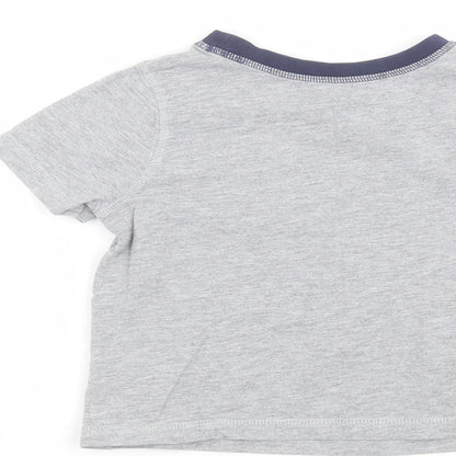Brand and care label for George boys’ grey basic t-shirt, size 3-4, years