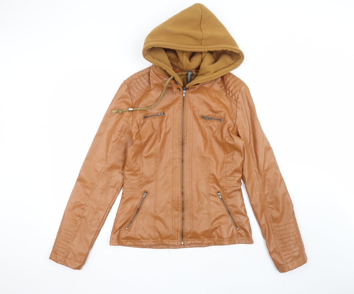 Additional front view of Gamiss women’s brown parka coat, size L