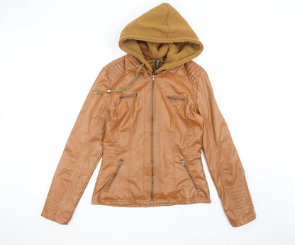 Additional front view of Gamiss women’s brown parka coat, size L