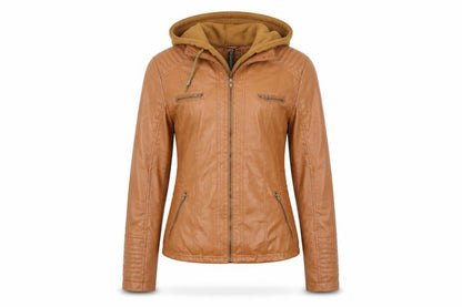 Front view of Gamiss women’s brown parka coat, size L
