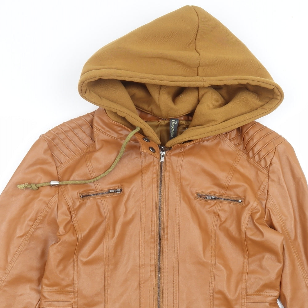 Close-up detail of Gamiss women’s brown parka coat, size L