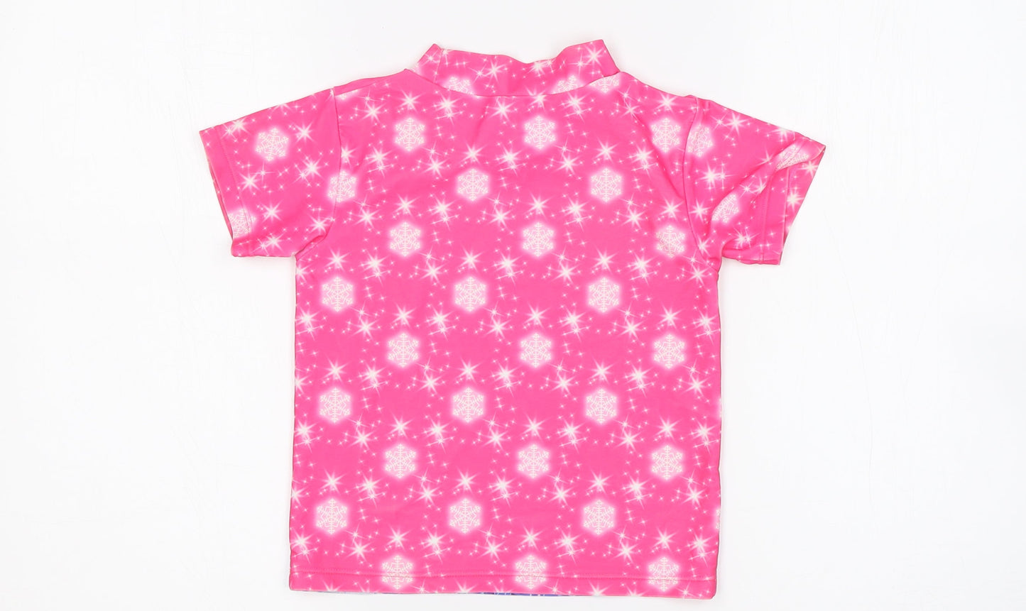 Preworn Girls Pink   Basic T-Shirt Size 8 Years  - Frozen