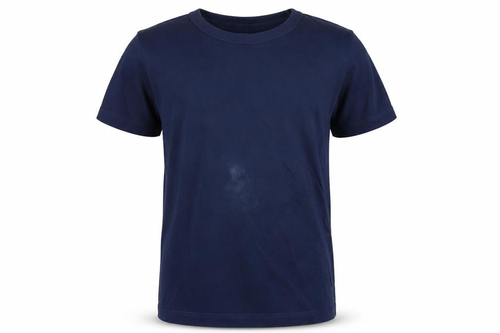 Front view of H&M boys’ blue basic t-shirt, size 5-6, years