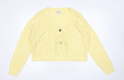 Womens UK Size 16 Being casual Yellow Cardigan Jumper
