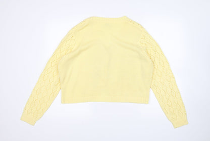 Womens UK Size 16 Being casual Yellow Cardigan Jumper