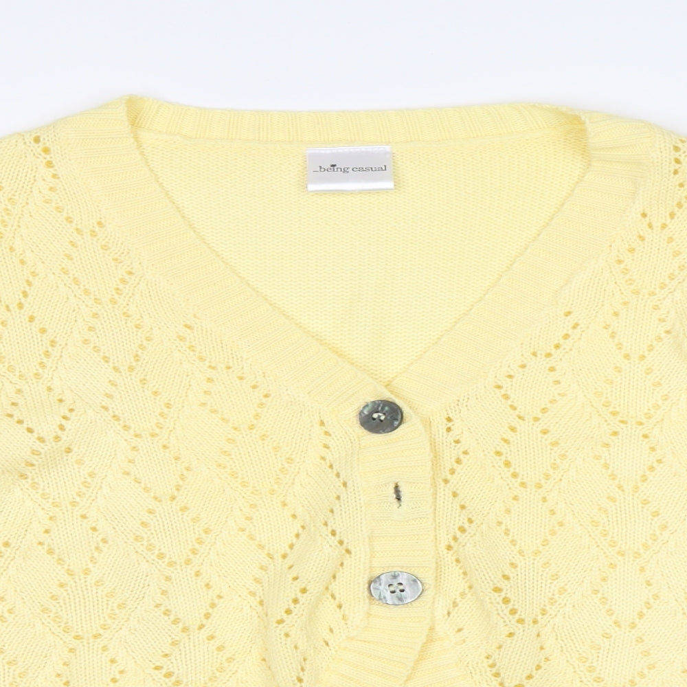 Womens UK Size 16 Being casual Yellow Cardigan Jumper