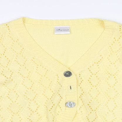 Womens UK Size 16 Being casual Yellow Cardigan Jumper
