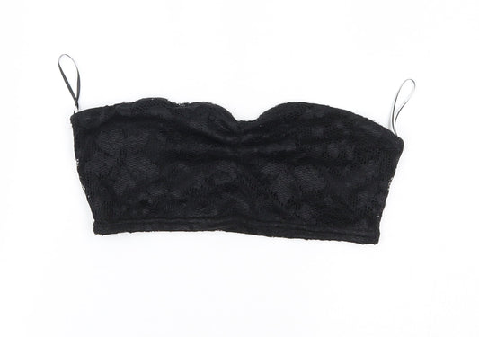 Womens UK Size 10 New Look Black Cropped Tank