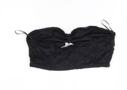 Womens UK Size 10 New Look Black Cropped Tank