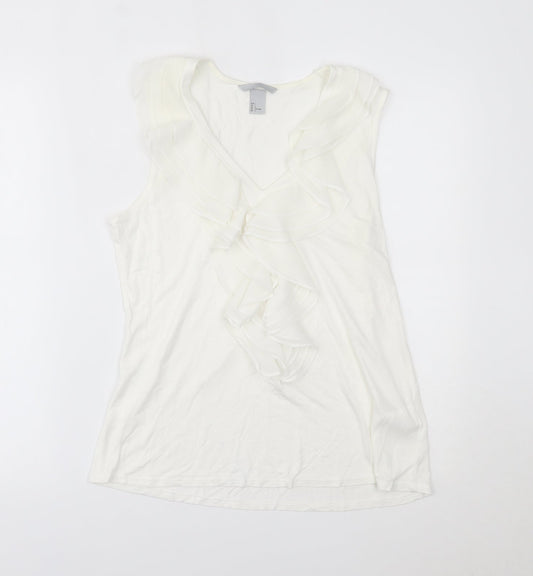 Womens UK Size L H&M White Basic Blouse
