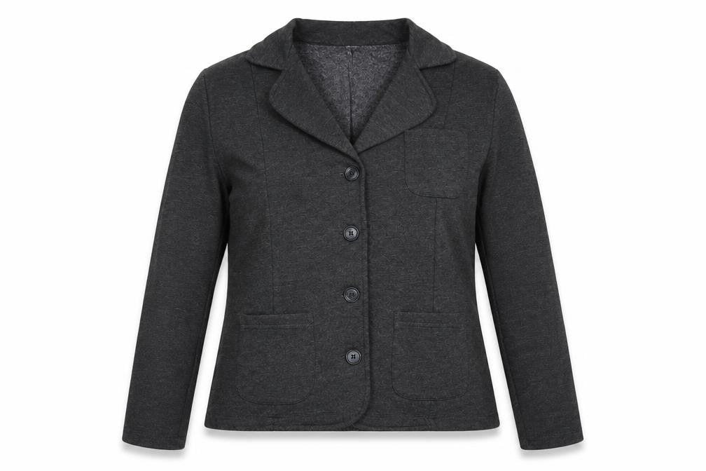 Front view of Bonprix women’s grey jacket, size UK 16