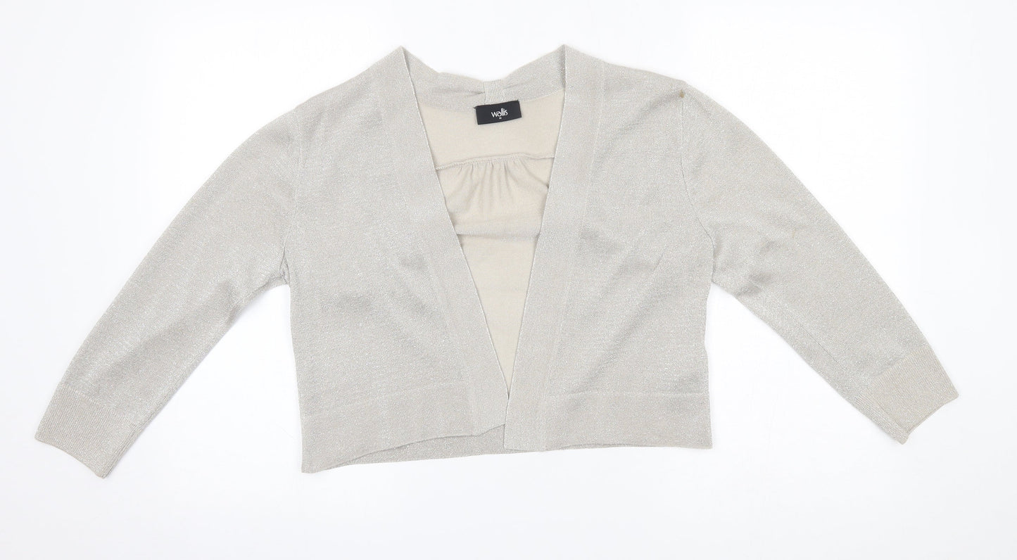 Womens UK Size M Wallis Silver Cardigan Jumper