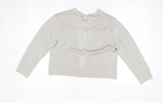 Womens UK Size M Wallis Silver Cardigan Jumper