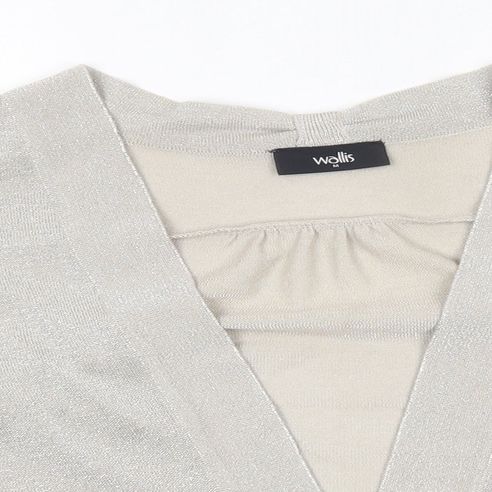Womens UK Size M Wallis Silver Cardigan Jumper
