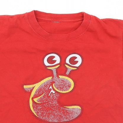 Close-up detail of Preworn boys’ red basic t-shirt