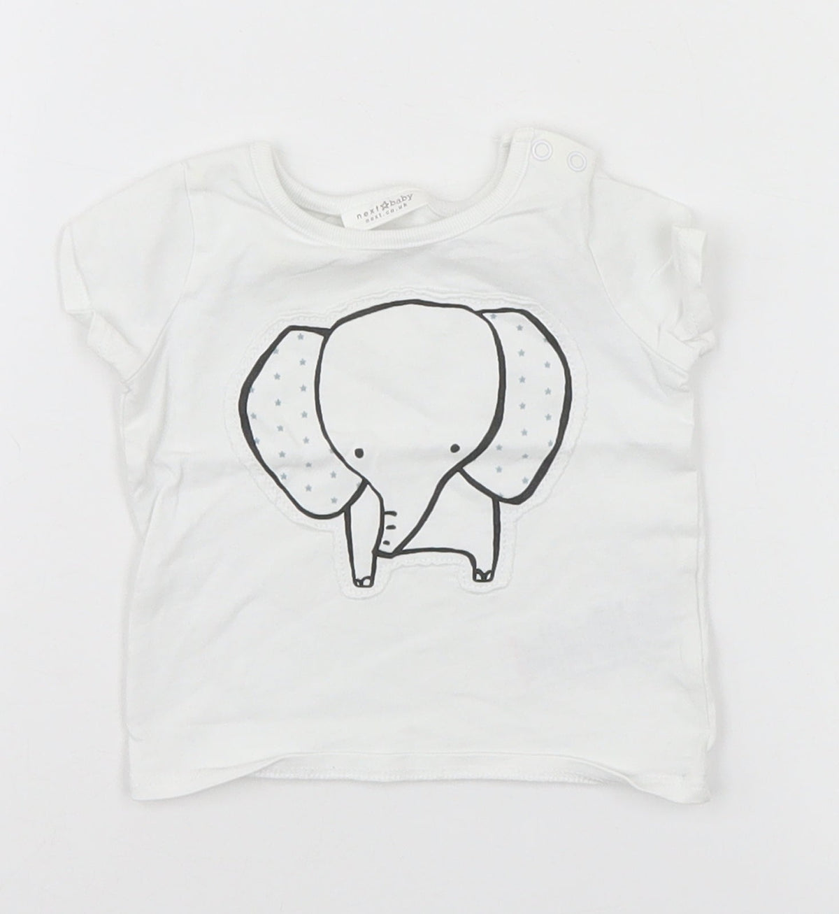 Additional front view of Next Baby White Basic T-Shirt Size Newborn - Elephant
