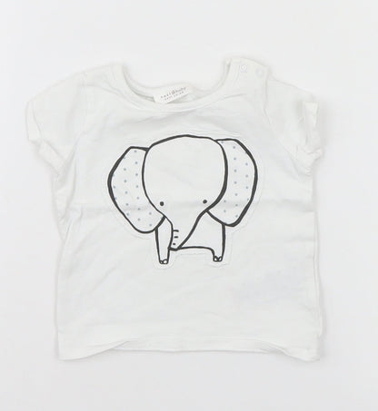 Additional front view of Next Baby White Basic T-Shirt Size Newborn - Elephant