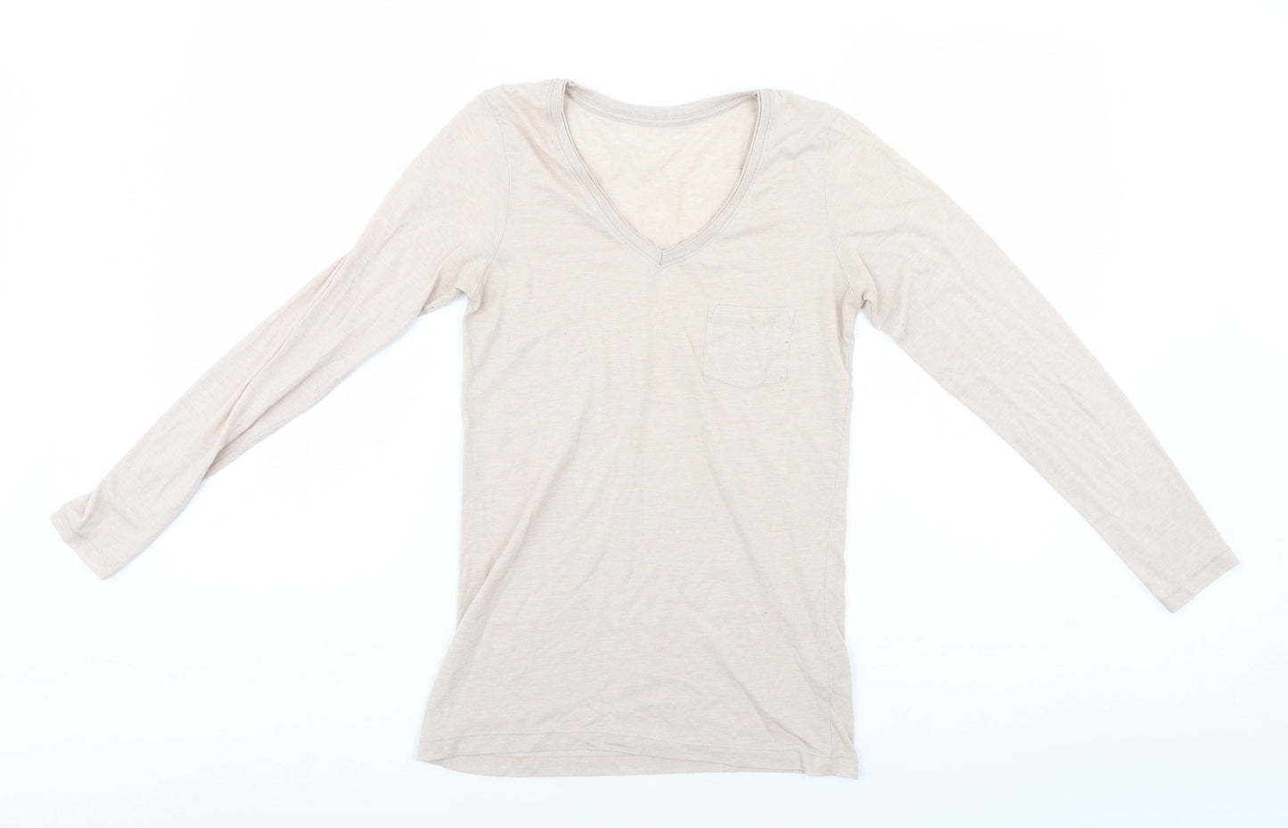 Womens UK Size 10 Atmosphere Beige Basic T-Shirt