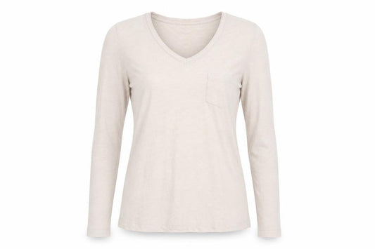 Front view of Atmosphere women’s beige basic t-shirt, size UK 10