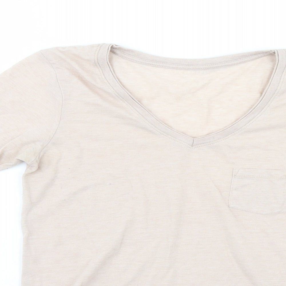Womens UK Size 10 Atmosphere Beige Basic T-Shirt