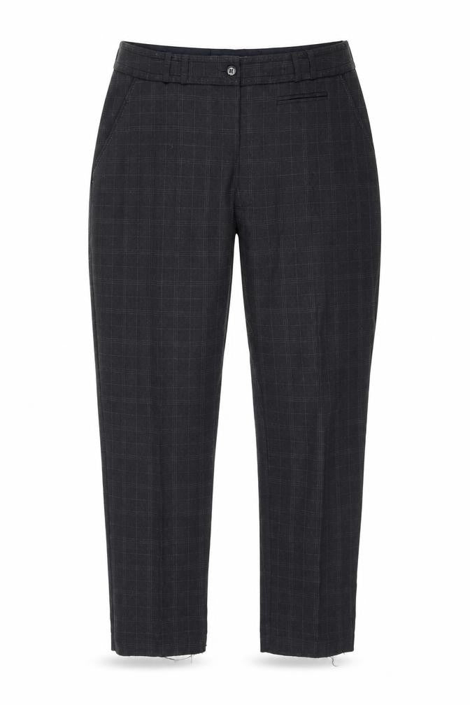 Front view of Atmosphere women’s grey plaid trousers, size UK 8, 30-inch leg
