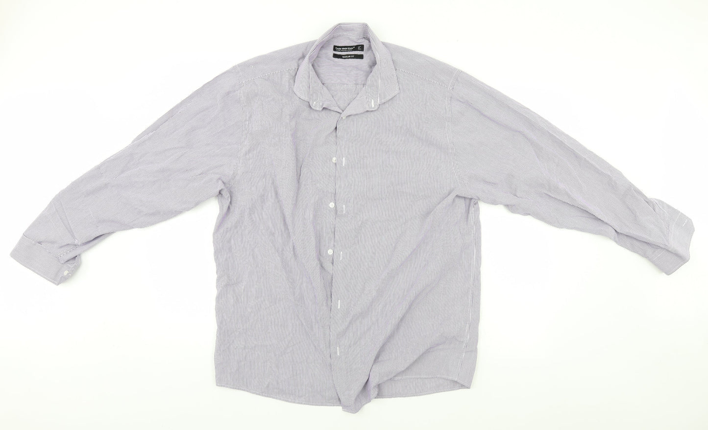 Mens UK Size 17 Cedar Wood State Blue  Button-Up Long Sleeve Casual Shirt