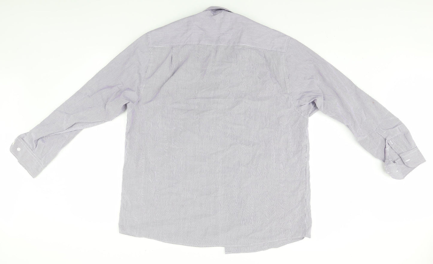 Mens UK Size 17 Cedar Wood State Blue  Button-Up Long Sleeve Casual Shirt