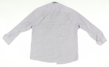 Mens UK Size 17 Cedar Wood State Blue  Button-Up Long Sleeve Casual Shirt