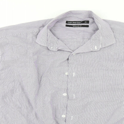 Mens UK Size 17 Cedar Wood State Blue  Button-Up Long Sleeve Casual Shirt