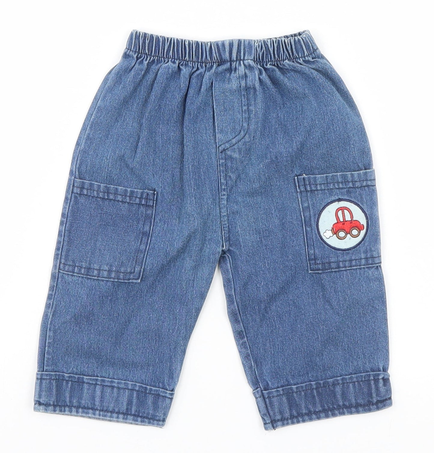 Baby C Boys Blue   Cargo Jeans Size 6-9 Months  - Car