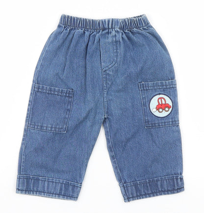 Baby C Boys Blue   Cargo Jeans Size 6-9 Months  - Car