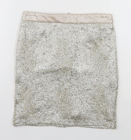 Miss Selfridge Womens Silver   Straight & Pencil Skirt Size 4