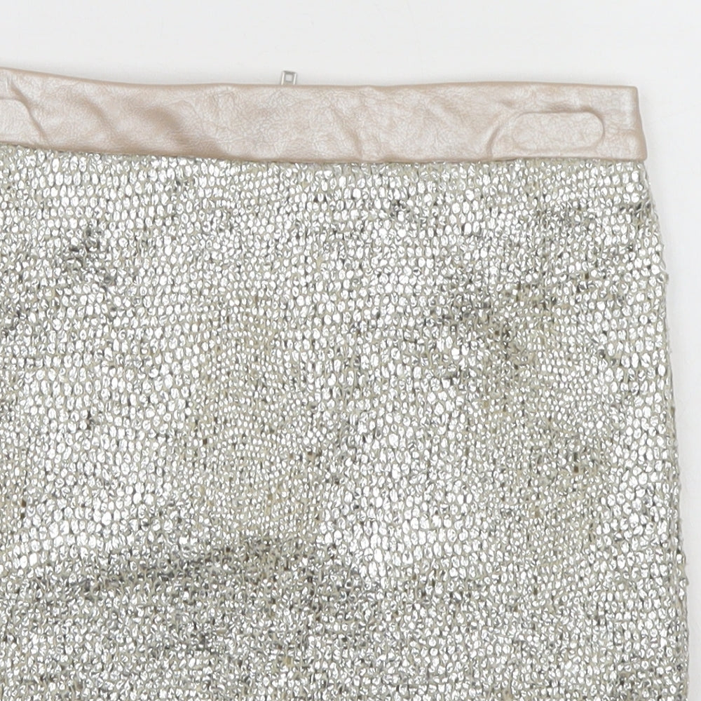 Miss Selfridge Womens Silver   Straight & Pencil Skirt Size 4