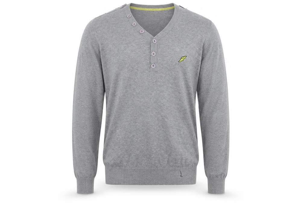 Front view of Brookhaven men’s grey jumper, size S