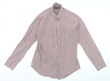 Zara Mens White Check   Button-Up Size L