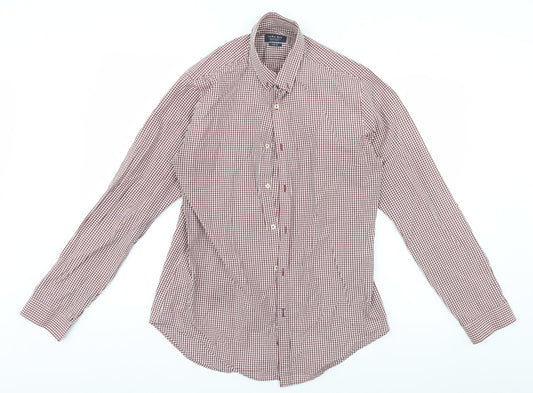 Zara Mens White Check   Button-Up Size L