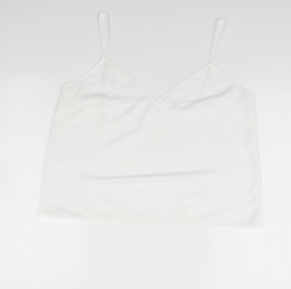 Womens UK Size  Preworn White Basic Tank