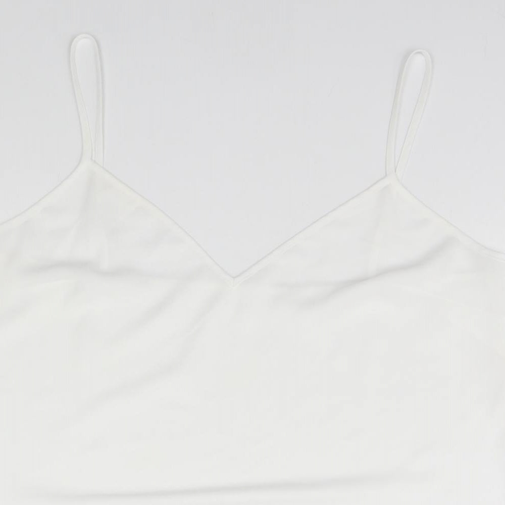 Womens UK Size  Preworn White Basic Tank