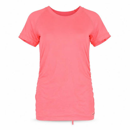 Front view of Firefly women’s pink basic t-shirt, size UK 8, - bright coral colour
