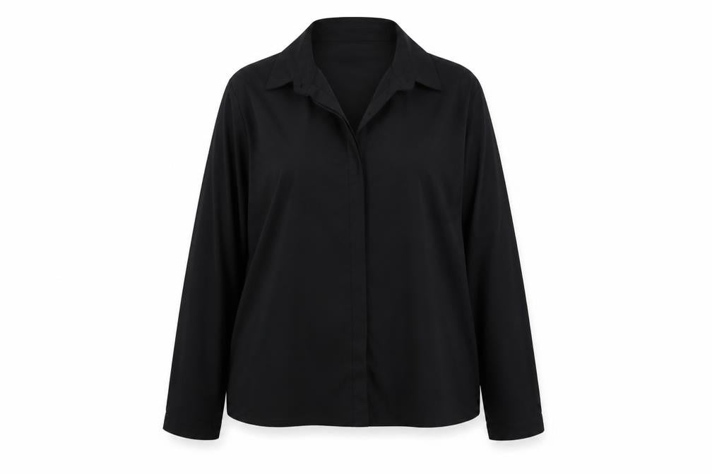 Womens UK Size 16 Boohoo Black Basic Button-Up
