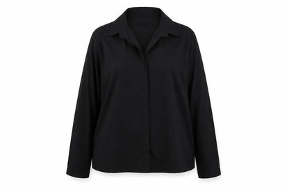 Womens UK Size 16 Boohoo Black Basic Button-Up